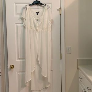 Ivory embroidered chiffon tunic